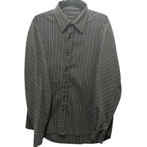 Thirty Six Red Shirt Mens XXL Button Up Long Sleeve Striped Gray Shirt